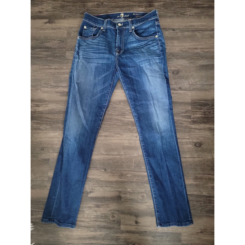 7 For All Mankind The Relaxed Skinny Jeans Blue Medium Wash Denim Womens 26